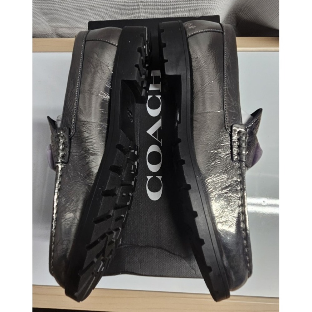 COACH Women's Jolene Loafer, Anthracite metallic leather upper ‎ woman Sz 7B - Picture 4 of 7